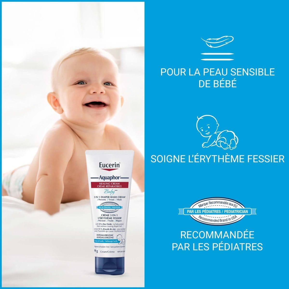 Aquaphor Bébé 3 en 1 Crème pour l’érythème fessier Eucerin Canada